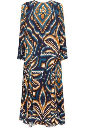 Farm Rio Long sleeve satin maxi dress