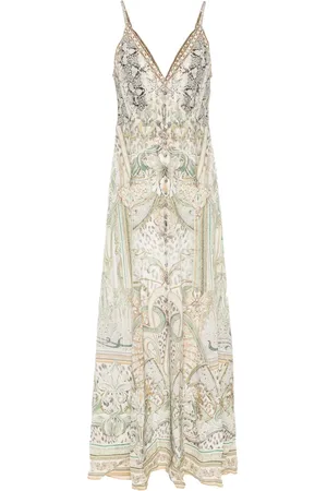 Camilla Ivory Tower Tales-print dress