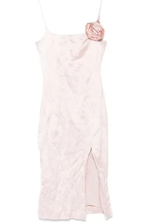 BLUMARINE 3D-roses crinkled midi dress