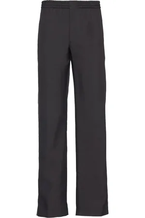 Prada Logo-embroidered silk trousers