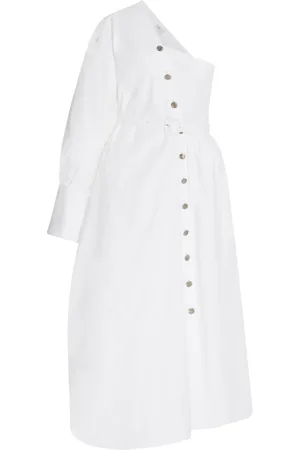 ROSETTA GETTY Asymmetric one-shoulder midi shirt dress