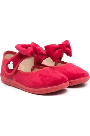MONNALISA Bow-detailed velvet ballerinas
