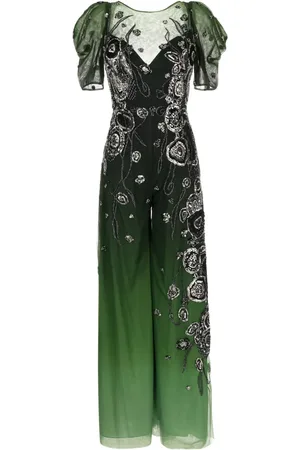 Saiid Kobeisy Gradient-effect beaded tulle jumpsuit