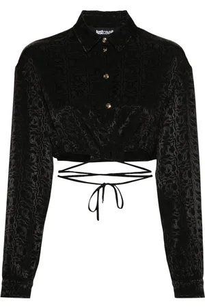 Roberto Cavalli Monogram jacquard cropped blouse