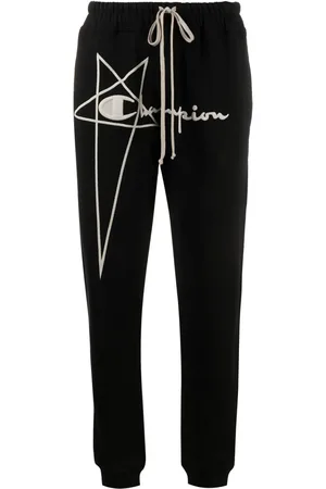 Rick Owens Logo-embroidered cotton track pants