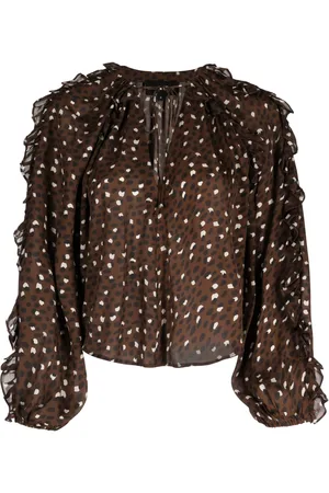 Cynthia Rowley Ruffled polka-dot silk blouse