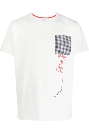 Ports V Logo-embroidered check-print T-shirt
