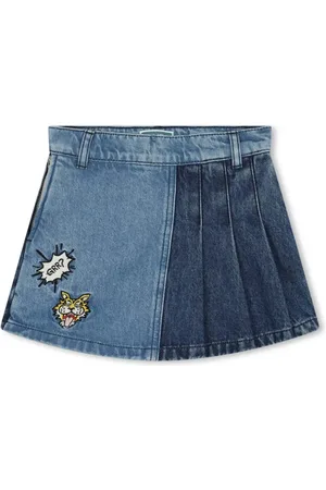 Kenzo Tiger-embroidered washed denim skorts