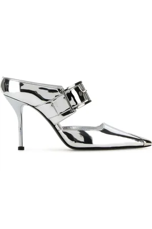 Alexander McQueen Punk 90mm buckled metallic mules