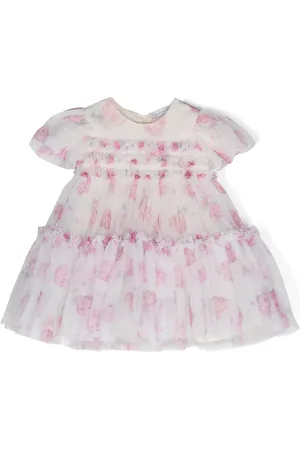 MONNALISA Floral-print tulle dress