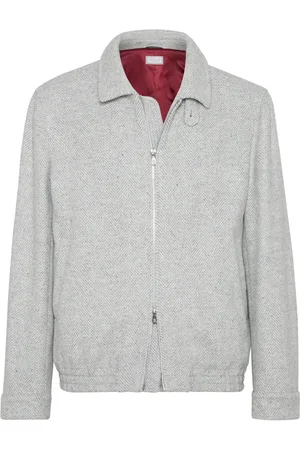Brunello Cucinelli Zip-up herringbone jacket