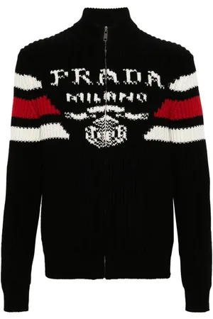 Prada Logo-jacquard cashmere cardigan