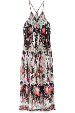 Farm Rio Pleated sleeveless midi dress