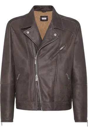 Brunello Cucinelli Shearling-lined leather jacket