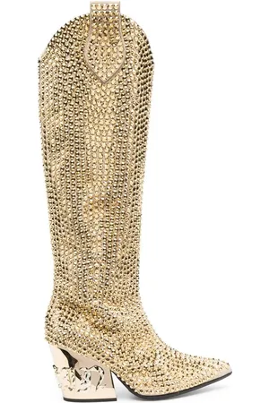 Philipp Plein Strass CowBoy calf-length boots