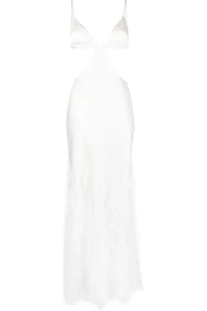 Cult Gaia Raisa feather-embellished gown