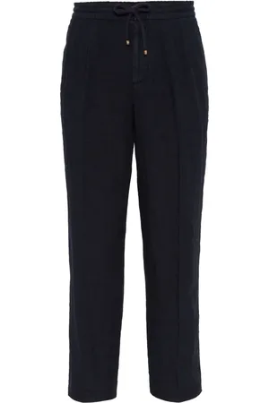 Brunello Cucinelli Drawstring-waist linen trousers