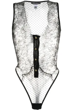 Dolce & Gabbana Plunging sheer lace bodysuit