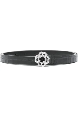 Maje Slim crocodile-effect leather Clover belt