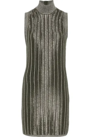 Tom Ford Metallic-threading ribbed mini dress
