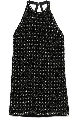 Twin-Set Crystal-embroidered velvet mini dress