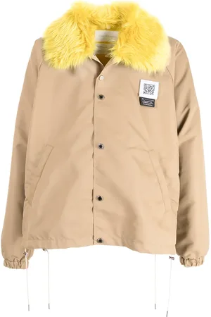 Fumito Ganryu Faux-fur collar shirt jacket