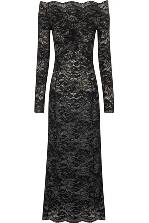 Paco rabanne Floral-lace bardot-collar dress
