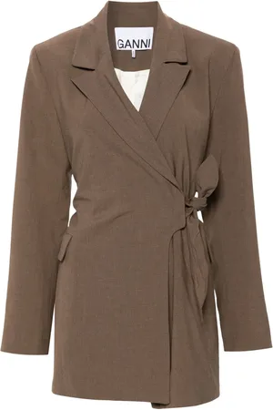 Ganni Knot-belt wrap blazer