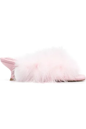 Sleeper Feather-detailed kitten heel sandals