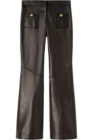 Palm Angels Mid-rise leather flared trousers