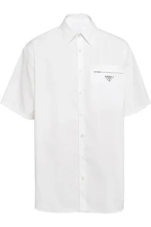 Prada Short-sleeve triangle-logo cotton shirt