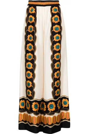 La DoubleJ Daisy Chain silk palazzo pants