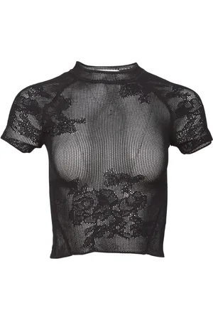 FLEUR DU MAL Pointelle-knit lace T-shirt