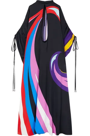 Puccini Cigni-print cape gown