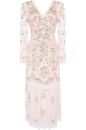 Needle & Thread Sequin chain V-neck gown