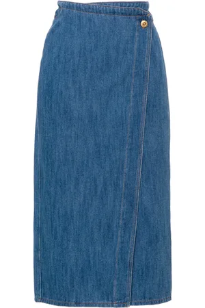 FORTE FORTE Wrap denim midi skirt
