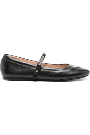 Moschino Logo-plaque leather ballerina shoes