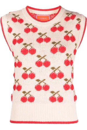 La DoubleJ Cherry patterned intarsia-knit vest