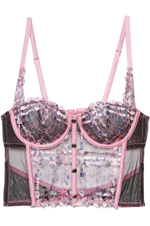 FLEUR DU MAL Gabrielle embroidered longline demi bra