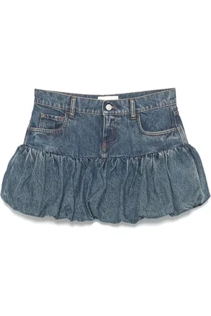 COPERNI Gathered-hem denim mini skirt