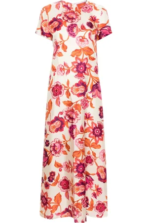 La DoubleJ Floral-print silk swing dress