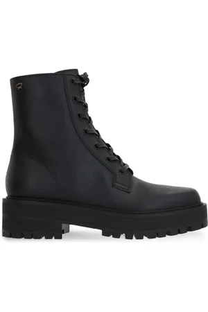 Gianvito Rossi Embroidered-logo leather boots