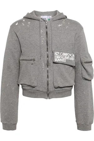 Natasha Zinko Distressed logo-print hooded jacket