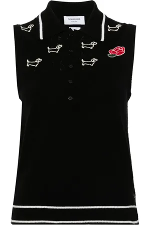 Thom Browne Hector-embroidered virgin wool top