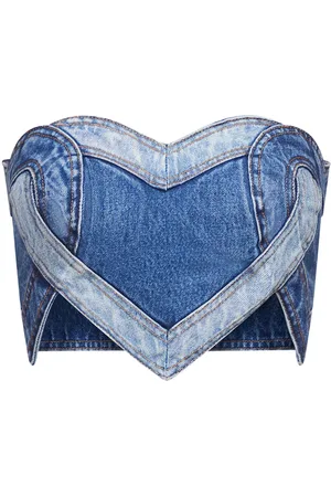 AREA Patchwork heart-motif denim bandeau