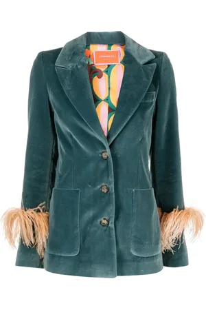 La DoubleJ Keaton feather-trim velvet blazer