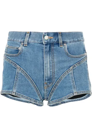 MUGLER Bi-material denim shorts