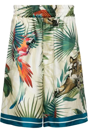 Roberto Cavalli Jungle-print silk shorts