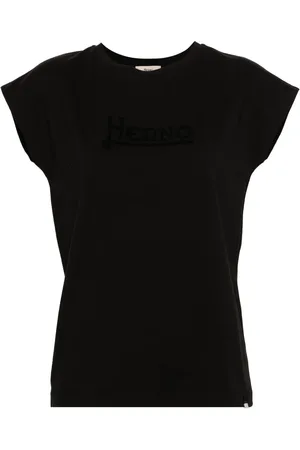 HERNO Logo-embellished cap-sleeve T-shirt