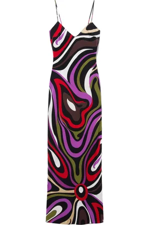 Puccini Marmo-print silk maxi dress
